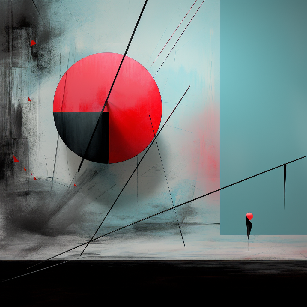 Abstract painting with geometric figures and infrared photography