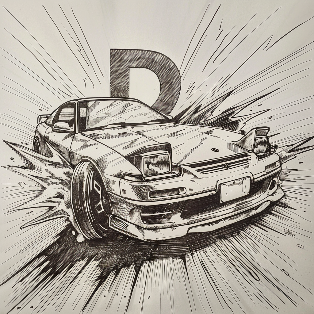 initial D in pencil drawing