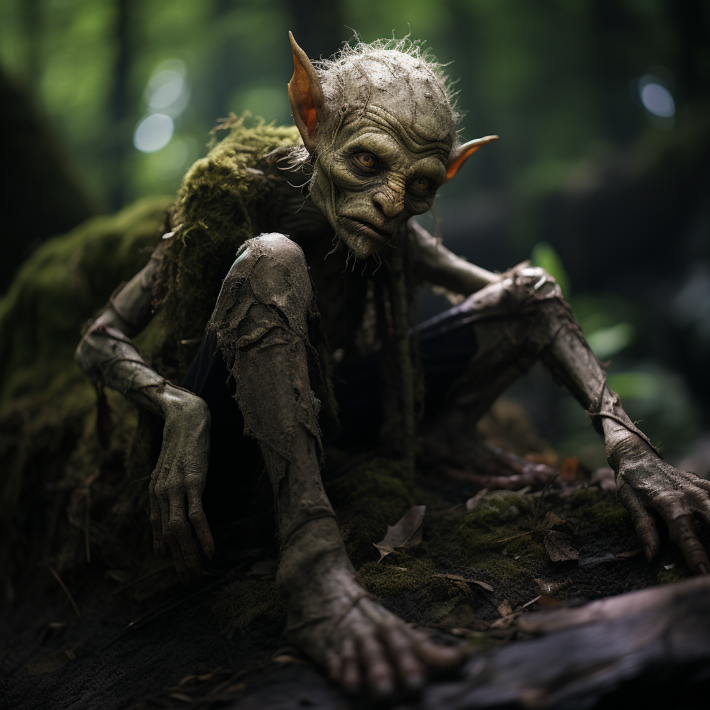 Injured Young Goblin in Dark Fantasy Forest