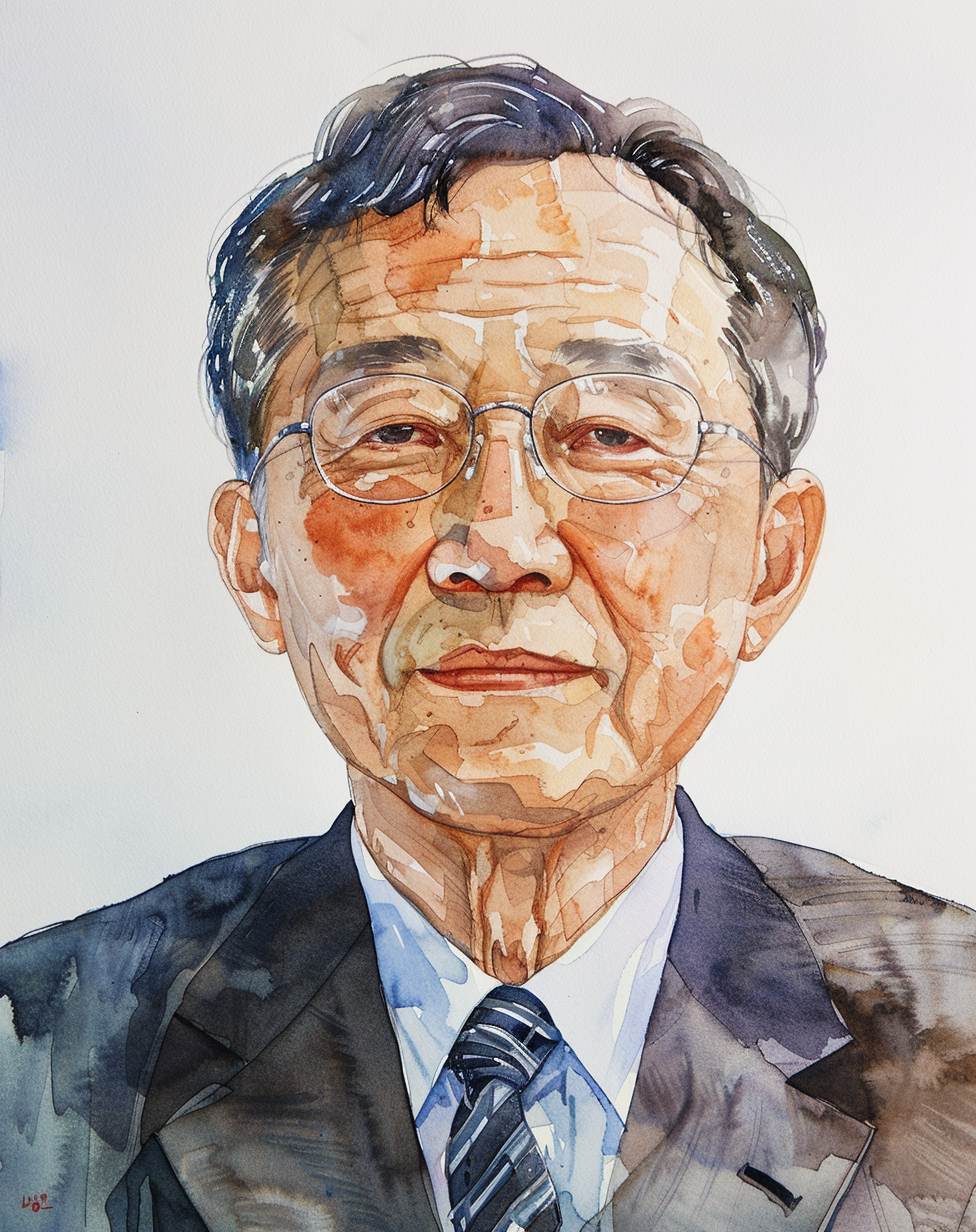 Korean man in watercolor painting