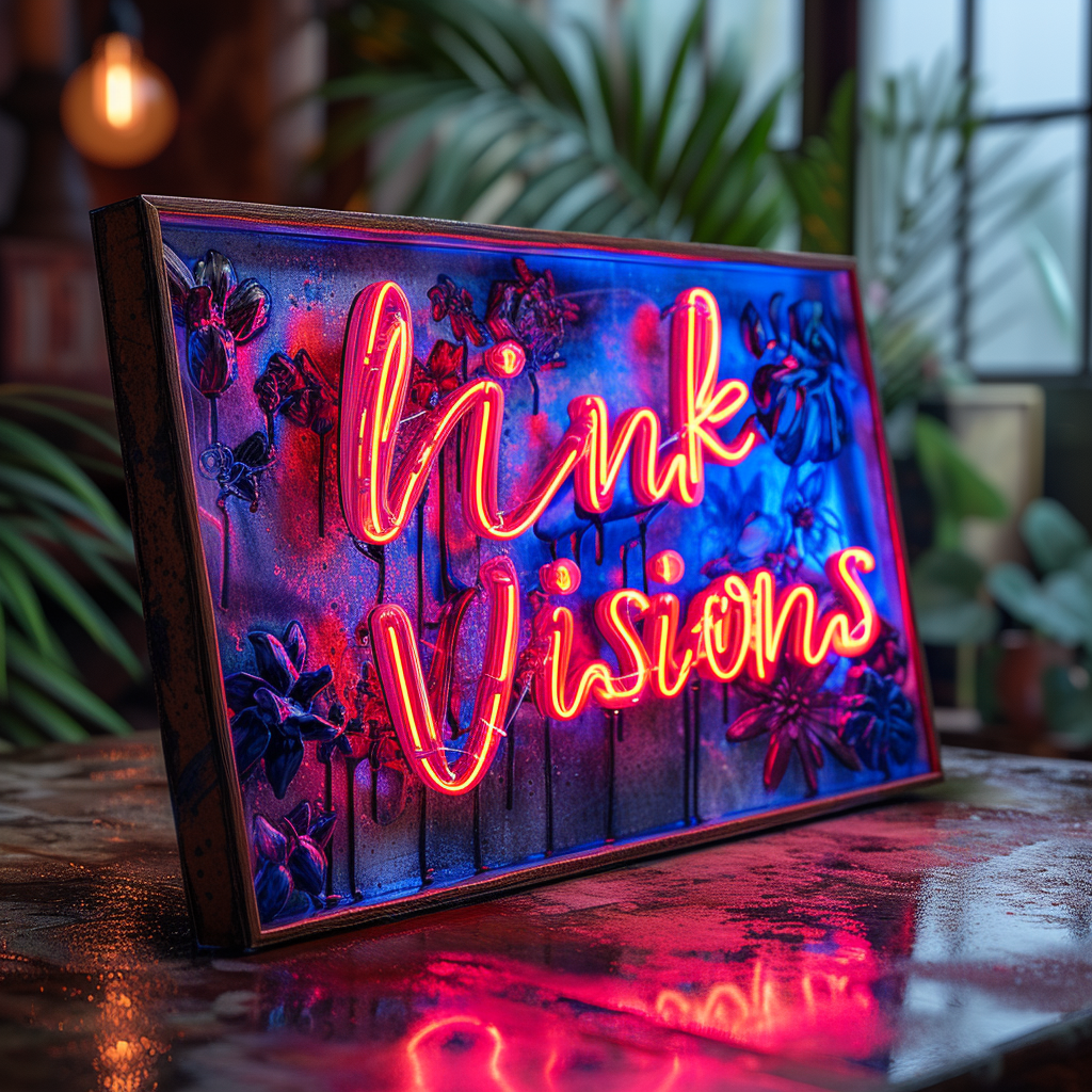 Neon Ink Visions Sign with Metallic Lights