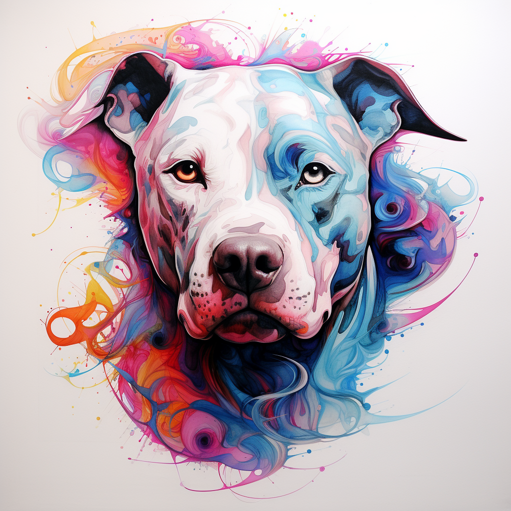 Pitbull with Swirls Sketch