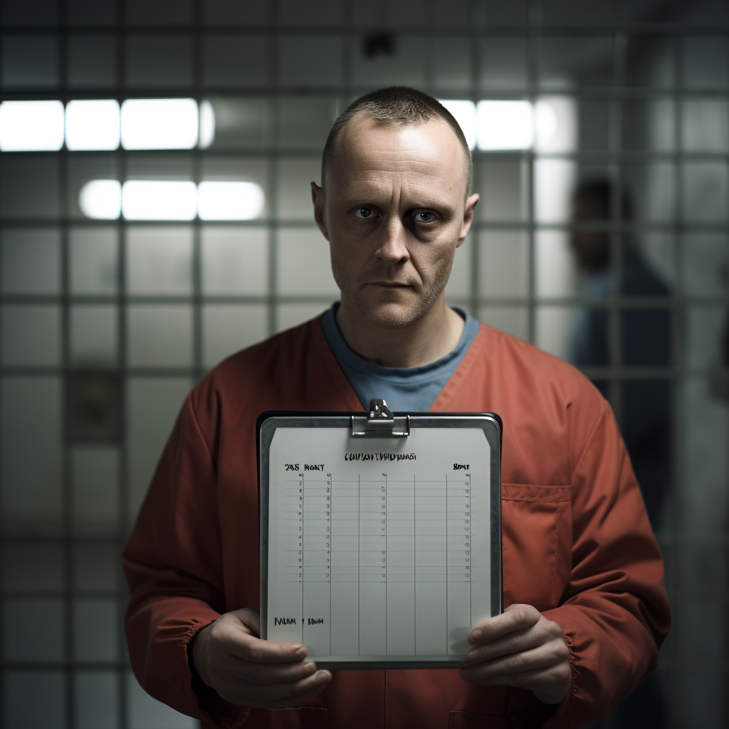 Inmate Profile in Softly Lit UK Prison Interior