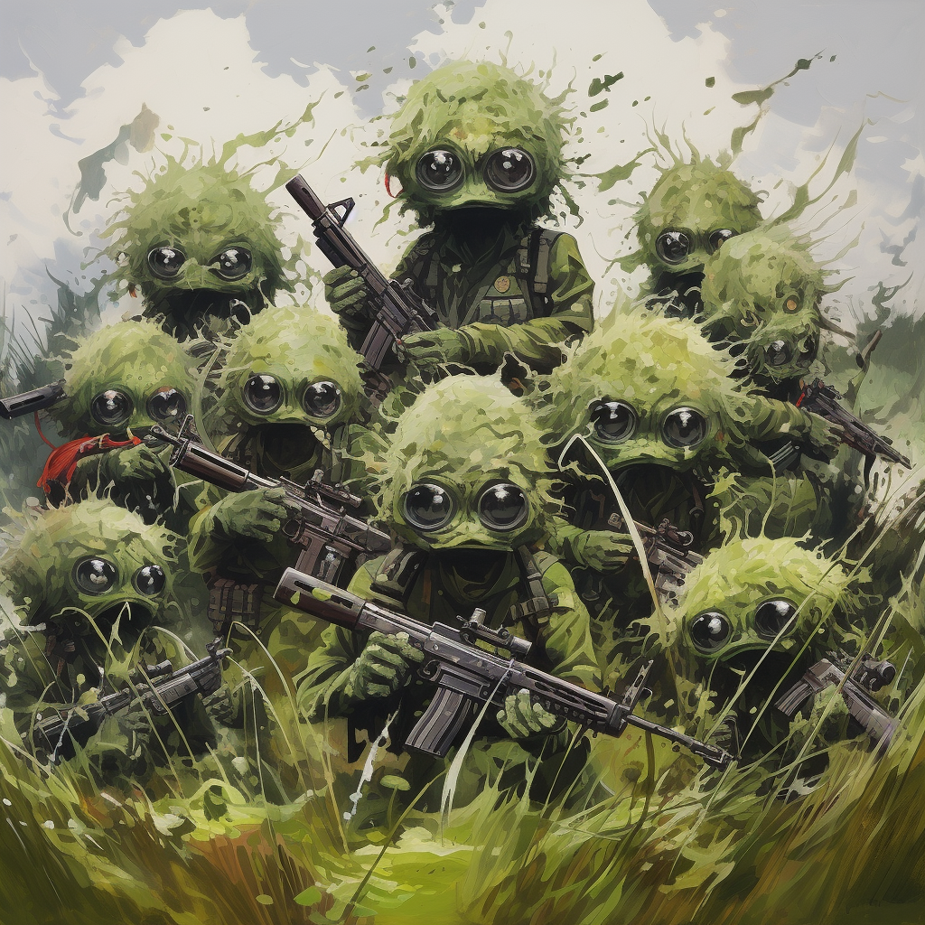 Soldiers in grass ghillie suits