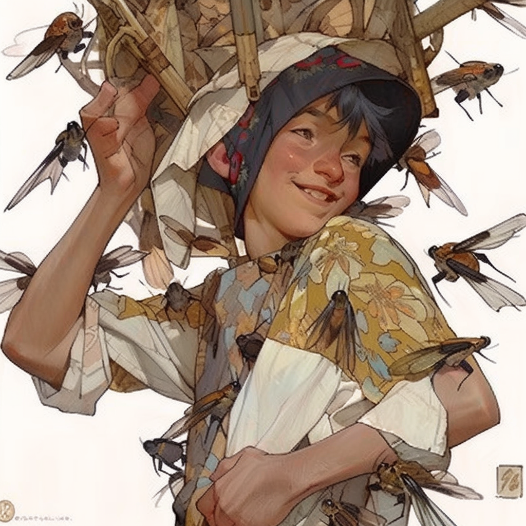 Insect-themed magazine cover with attractive Indian boy and bugs