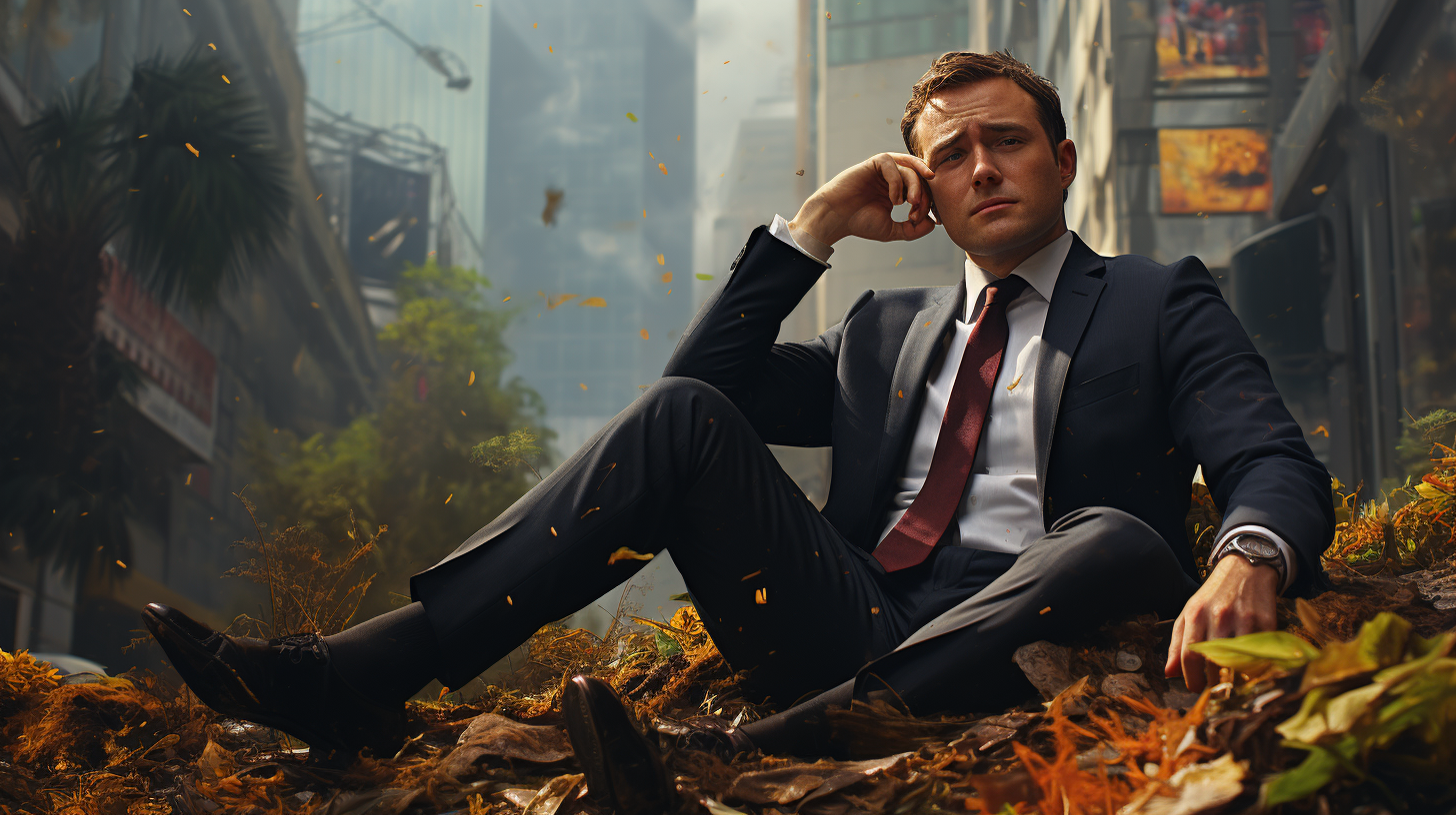 Insecure Modest Businessman Outdoors