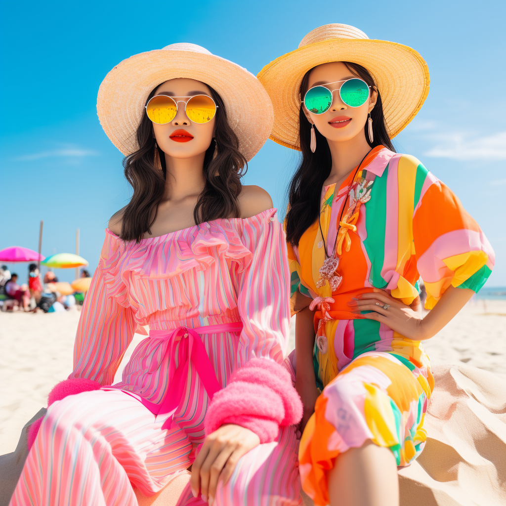 Asian woman influencer summer fashion photo