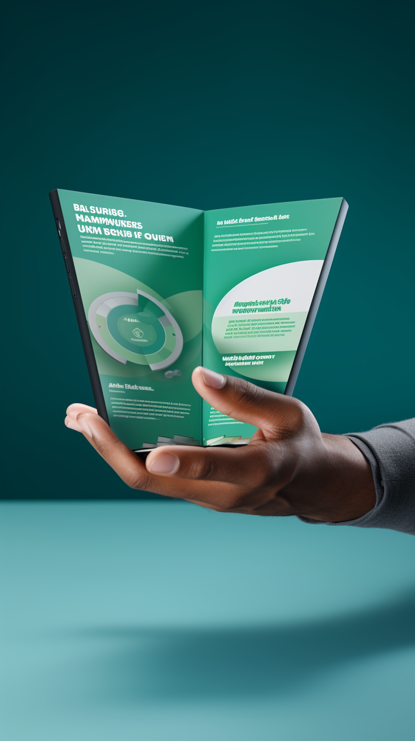 Man holding cellphone in insurance brochure