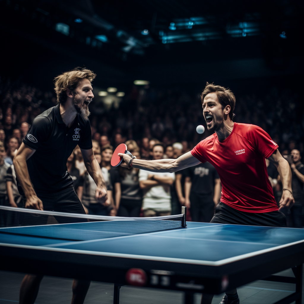 Intense table tennis championship final