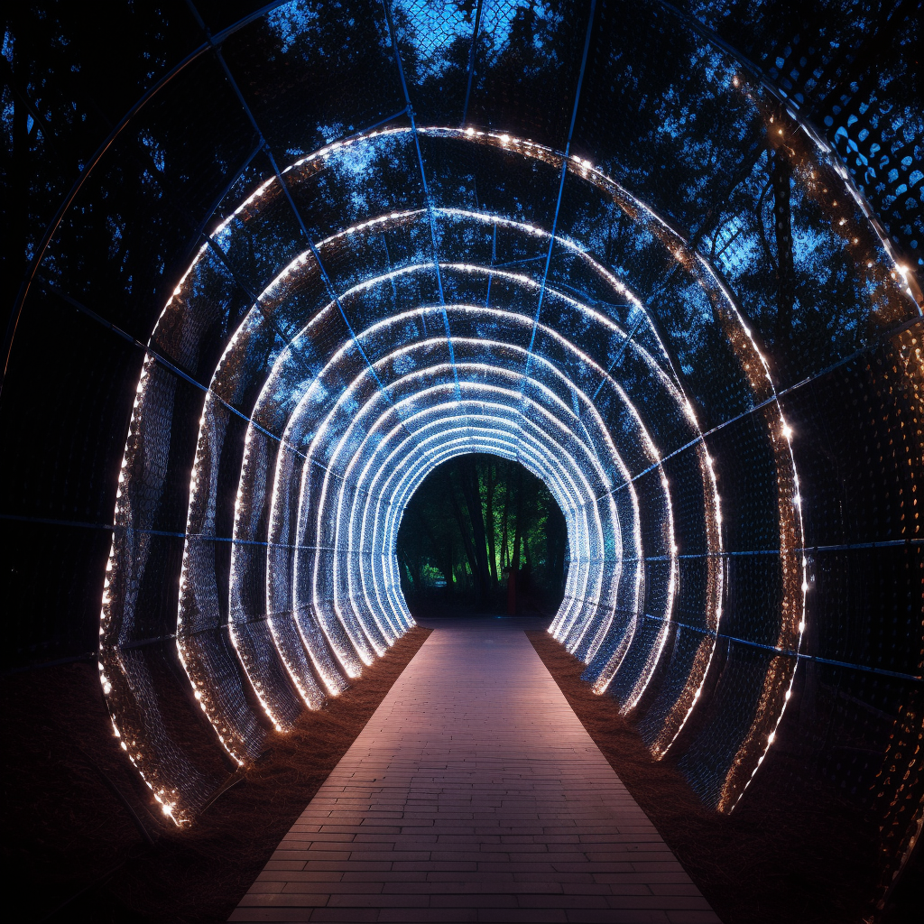 Colorful Interactive Light Tunnel in the Park