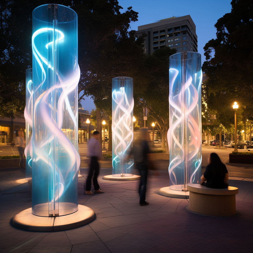 Interactive art installation with viewer engagement