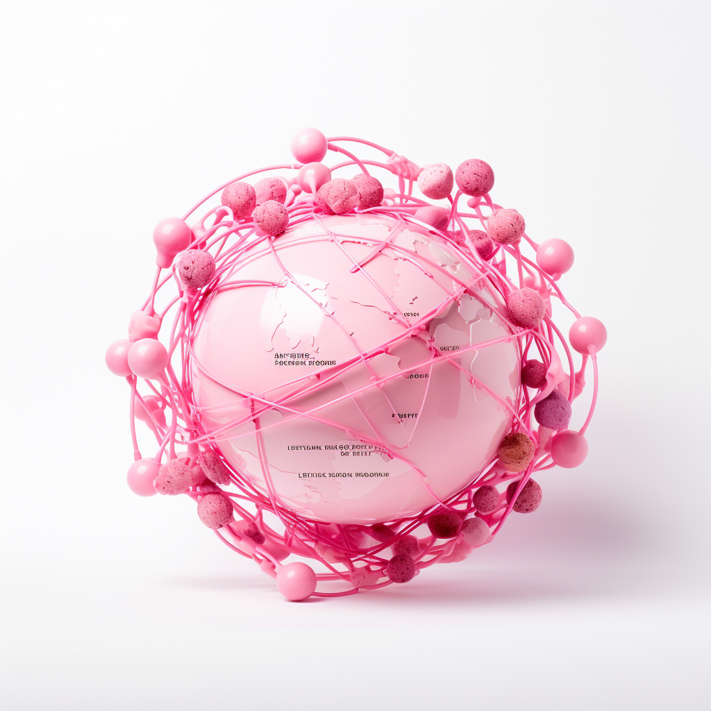 Circular economy pink sphere on white background