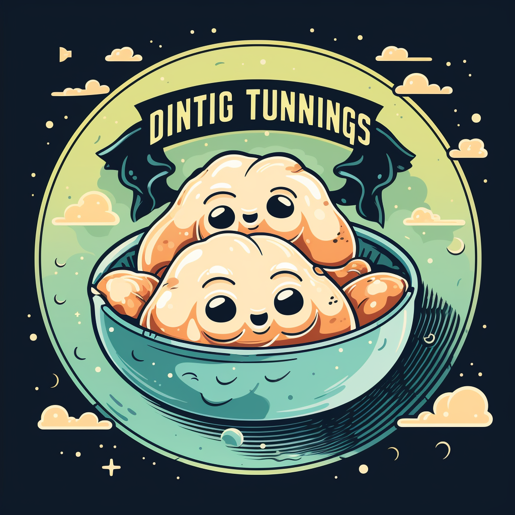 Colorful dumpling logo with halftone shading