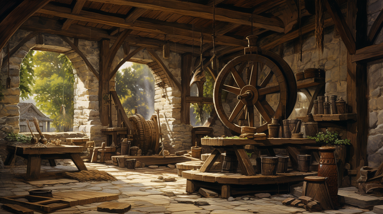 Millstones in 17th Century American Interior