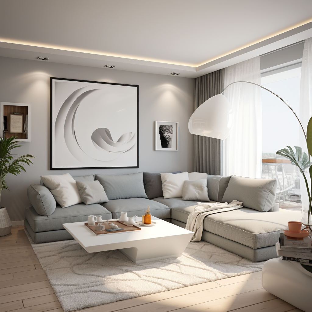 Gray and White Livingroom Design