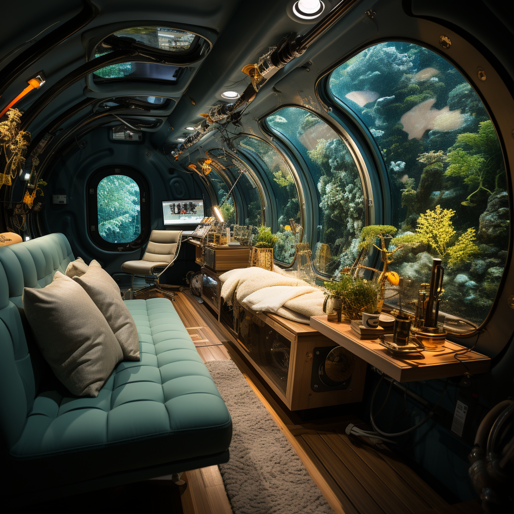 Interior Submarine with Hublot Window View