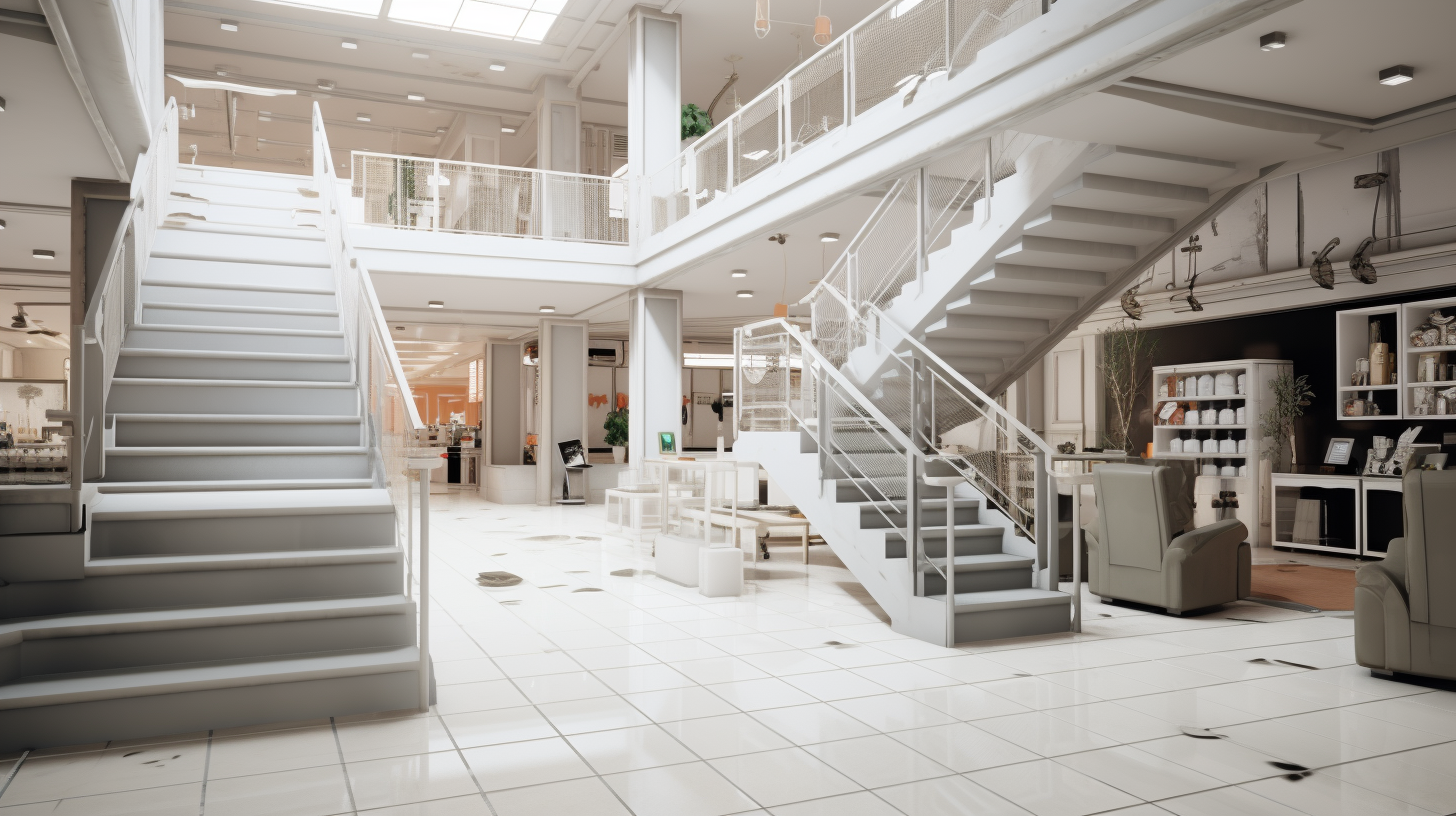 Spacious interior of closed stores