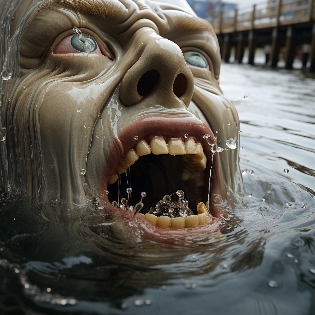 Participants in water chewing contest