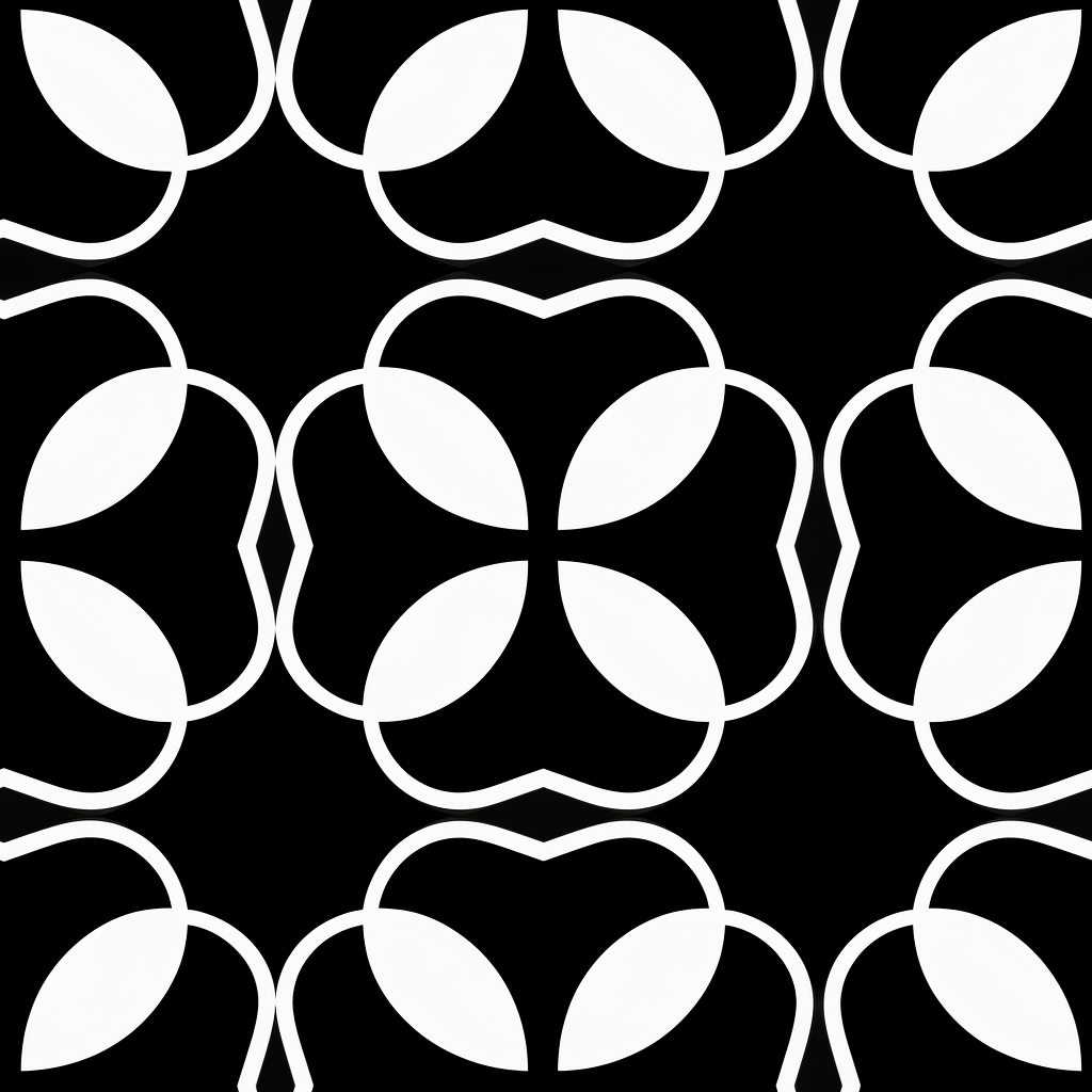 Black and white vector art of intersecting circles and helices