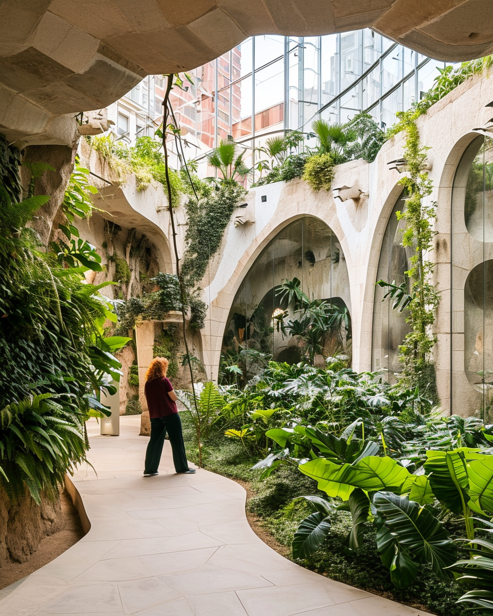 Thriving interstellar botanical garden filled with greenery