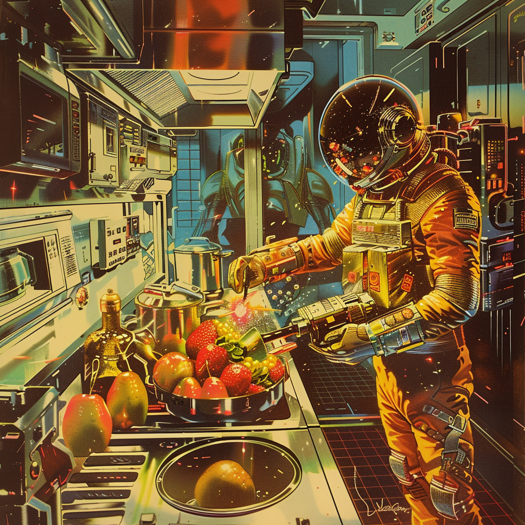 Interstellar hero preparing fruit salad