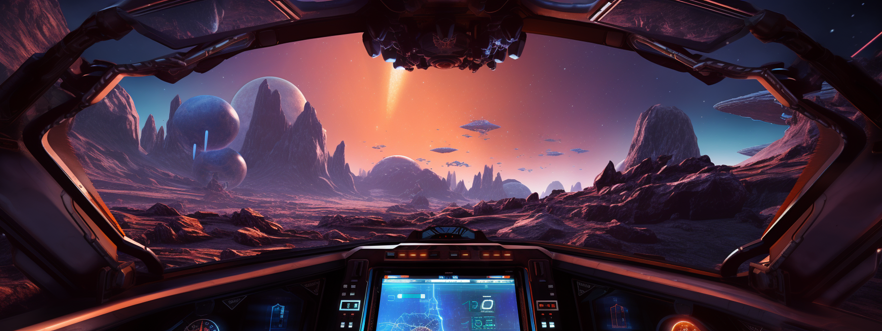 View from Interstellar Cockpit on Rocky Planet