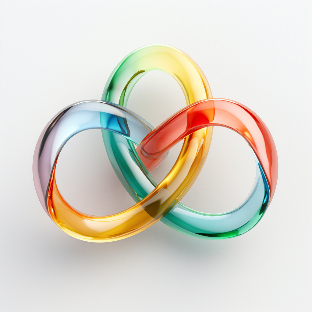 Colorful intertwined wedding rings symbolizing eternal love