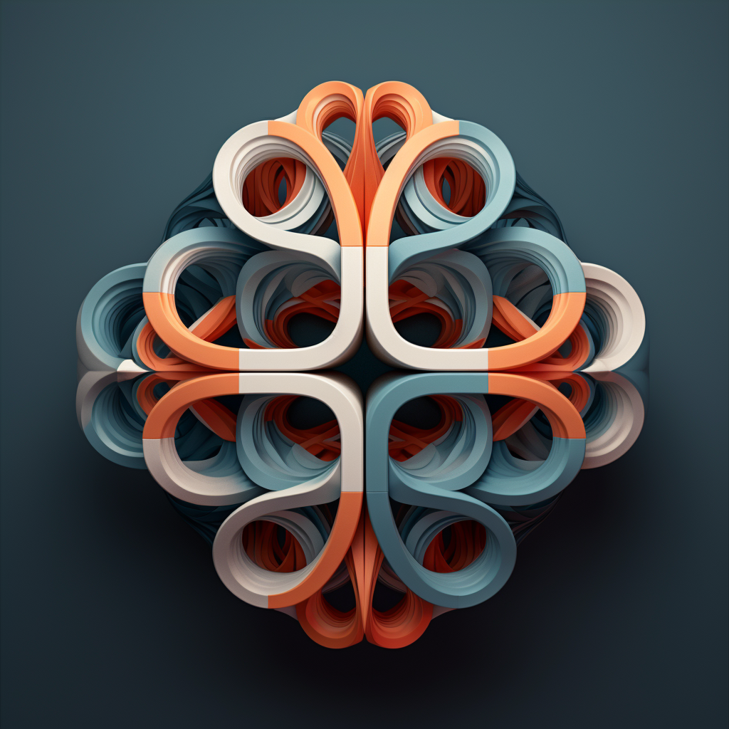 Geometric shape made from intertwining D letters