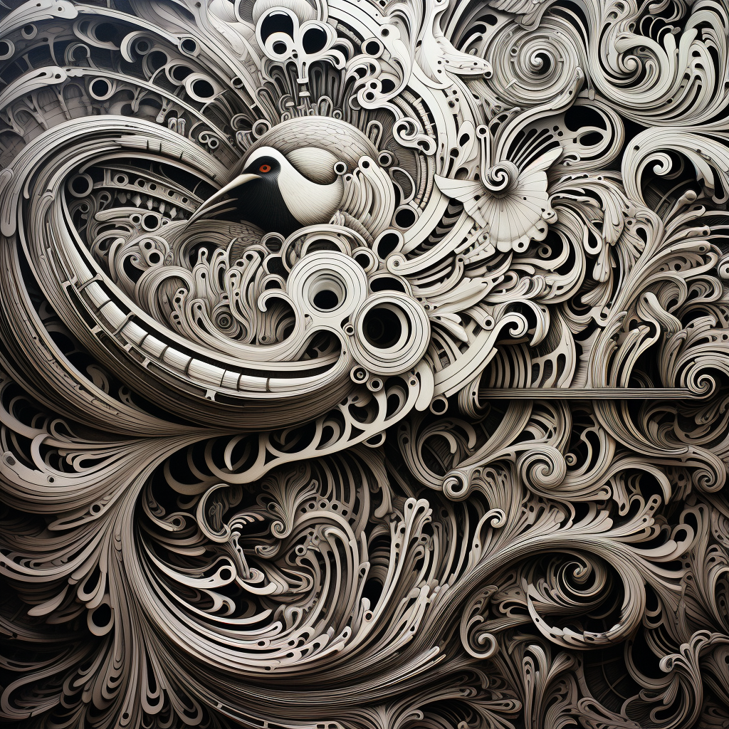 Intricate black and white design