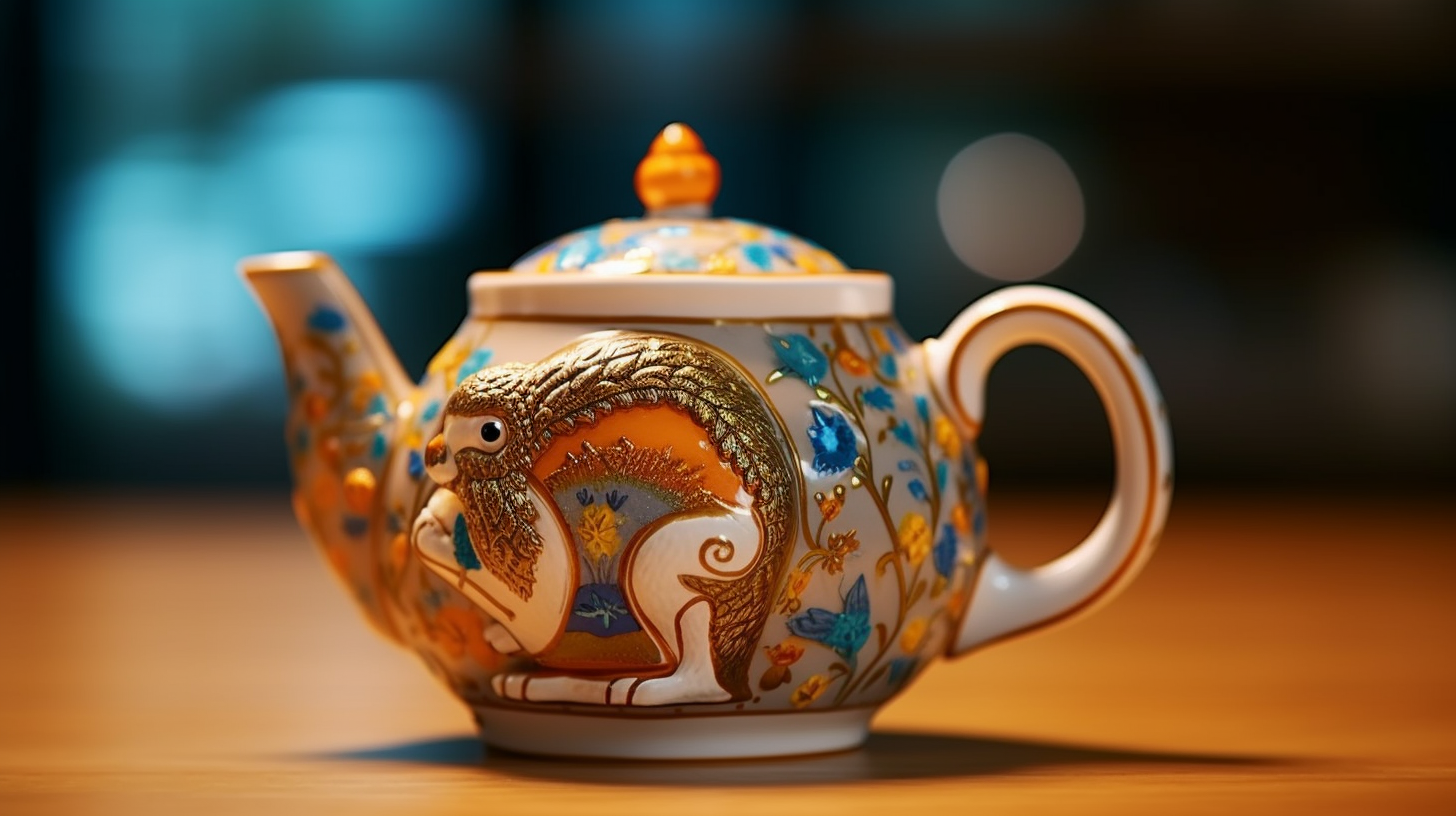 Beautiful squirrel design on fine china tea pot