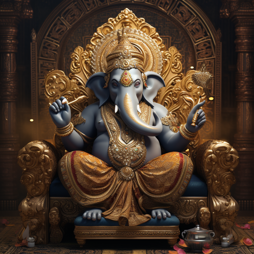 Detailed Lord Ganesha on Armchair Sofa