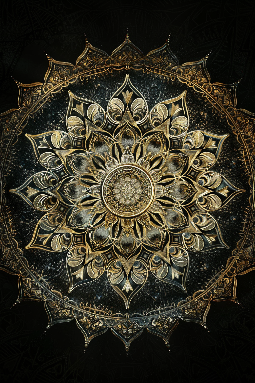 Intricate Gold Silver Mandala Design