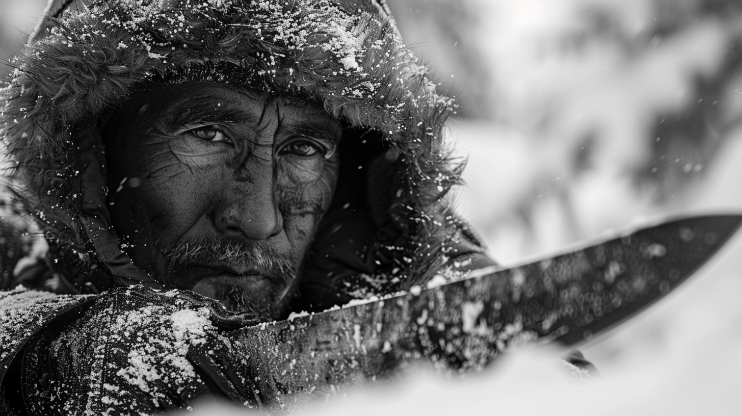 Inuit Mand Sharpening Knife in Noir Style