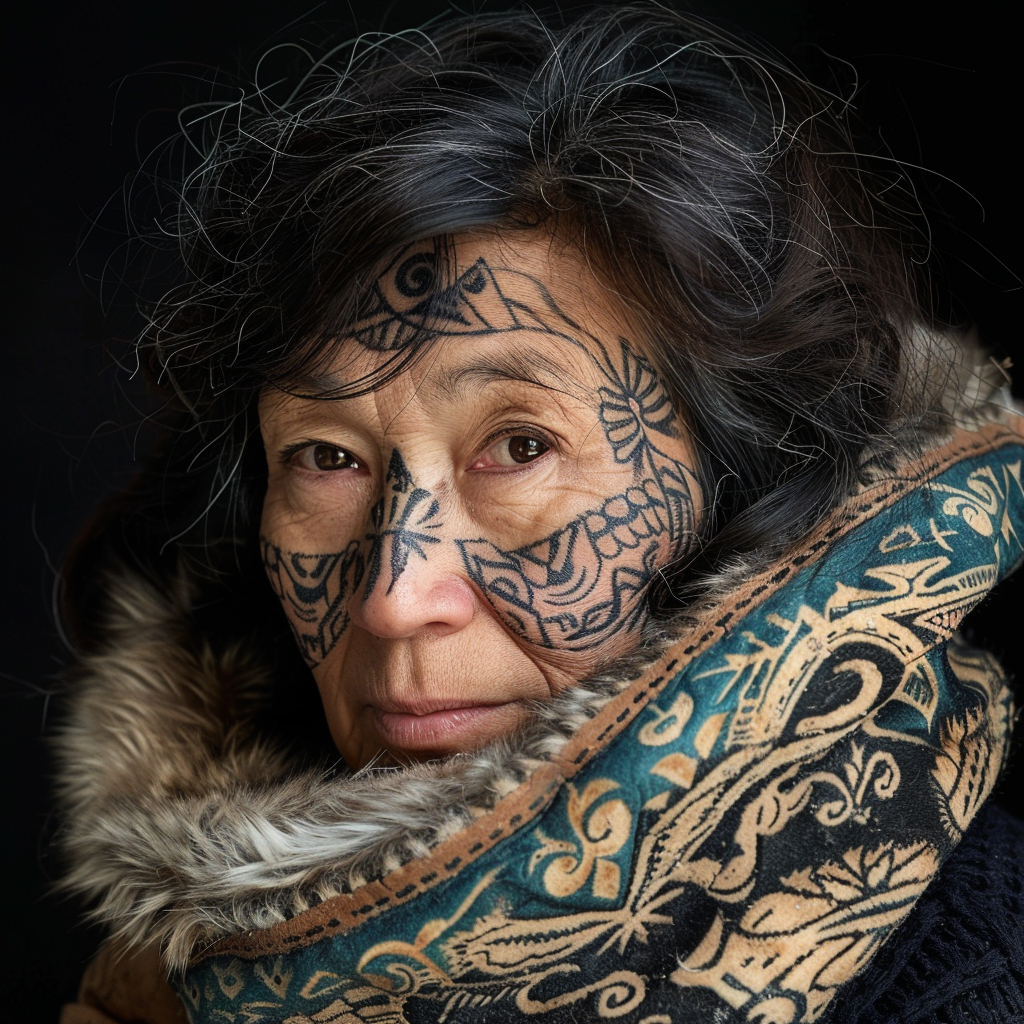 Inuit woman with facial tattoos