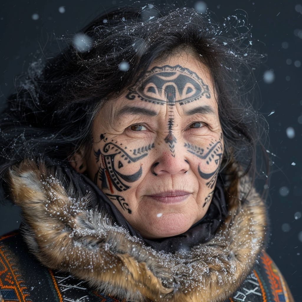 Inuit woman with facial tattoos