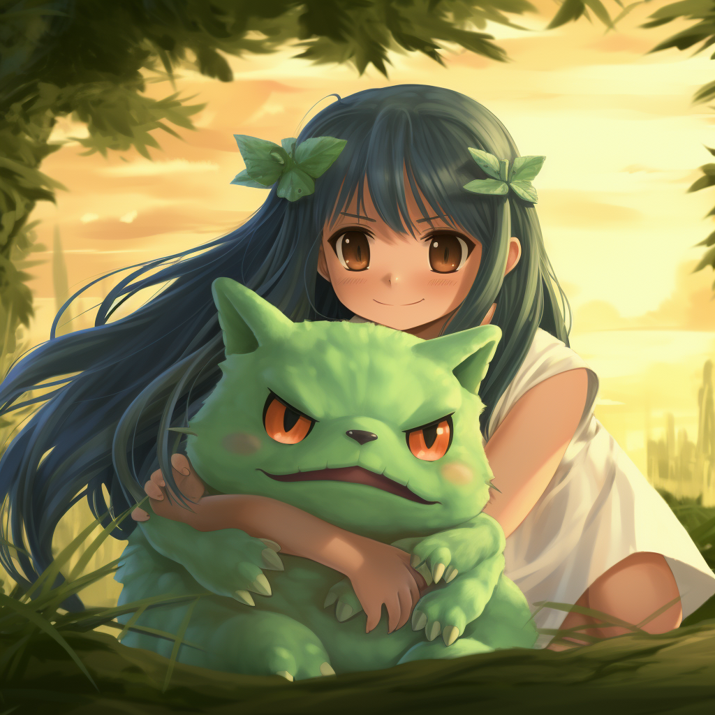 Inuyasha Hugging Bulbasaur Artwork