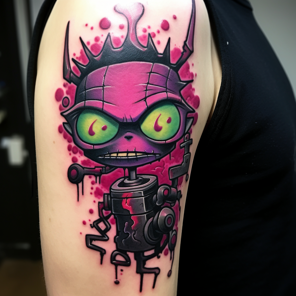 Invader Zim with Intense Rage Tattoo Design