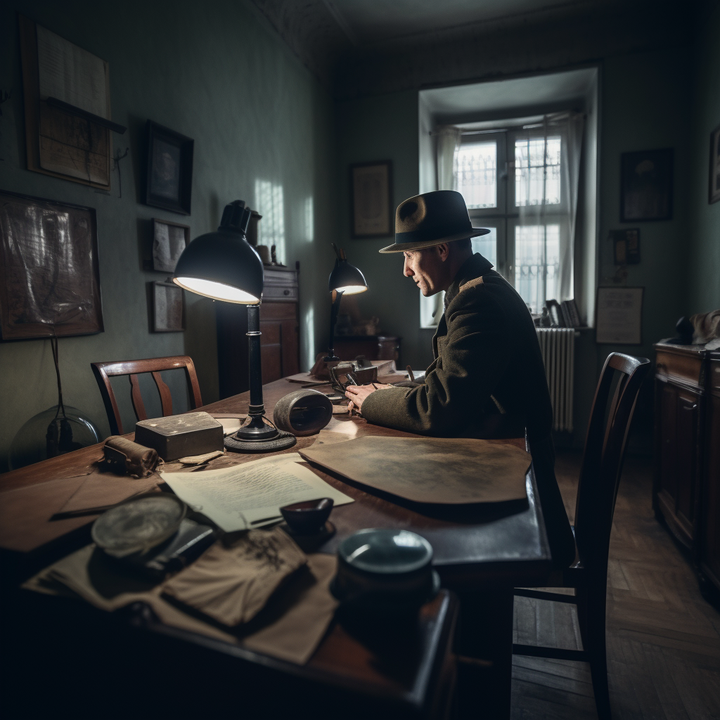 Investigator in a Latvian Security Forces Room