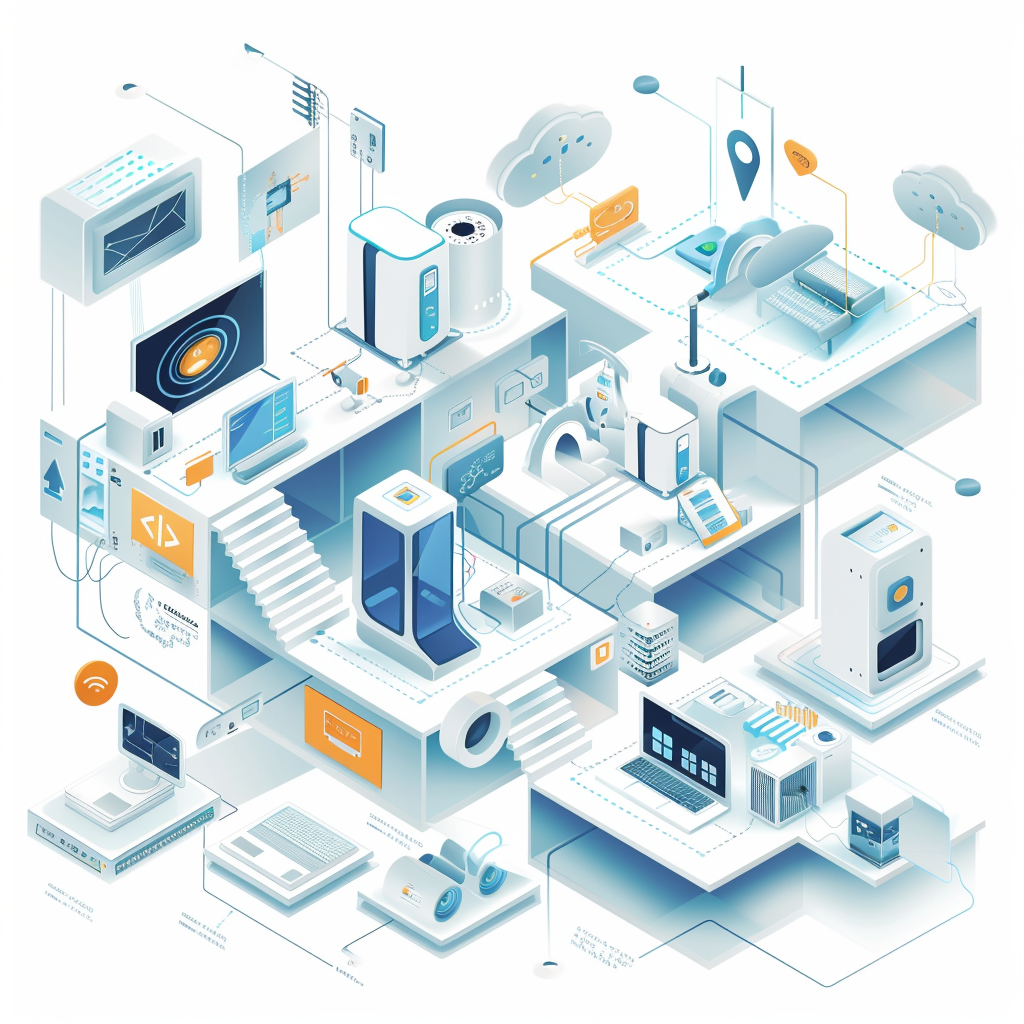 Isometric IoT Architecture White Background Illustration