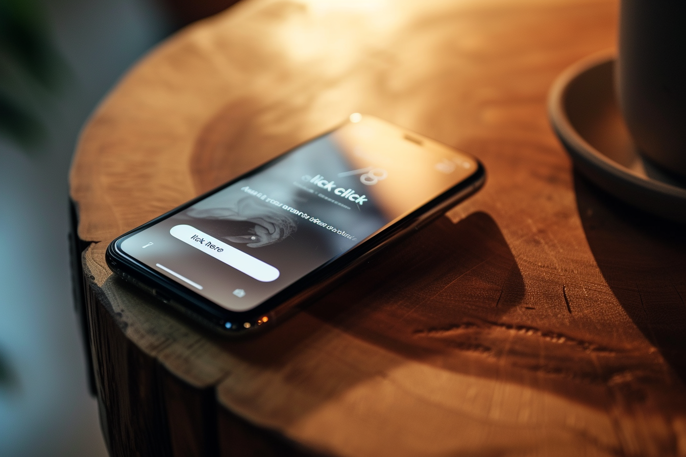 iPhone on wooden table with push notification