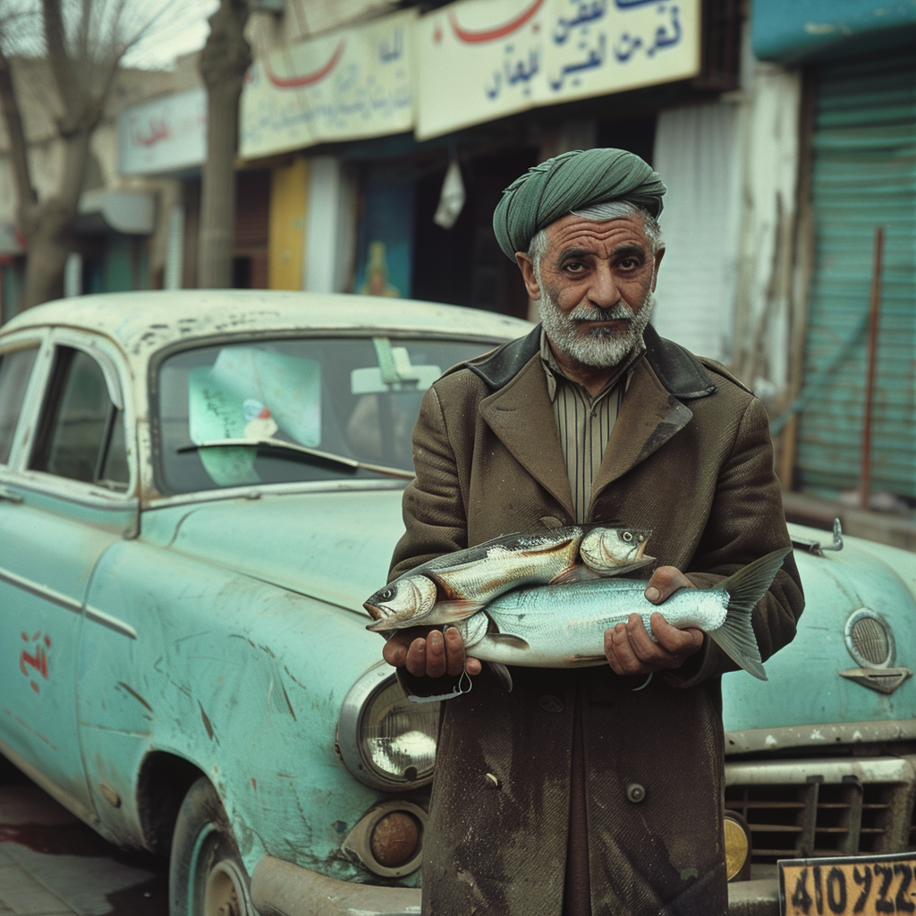 Man with Fishes at Nowruz Bazaar