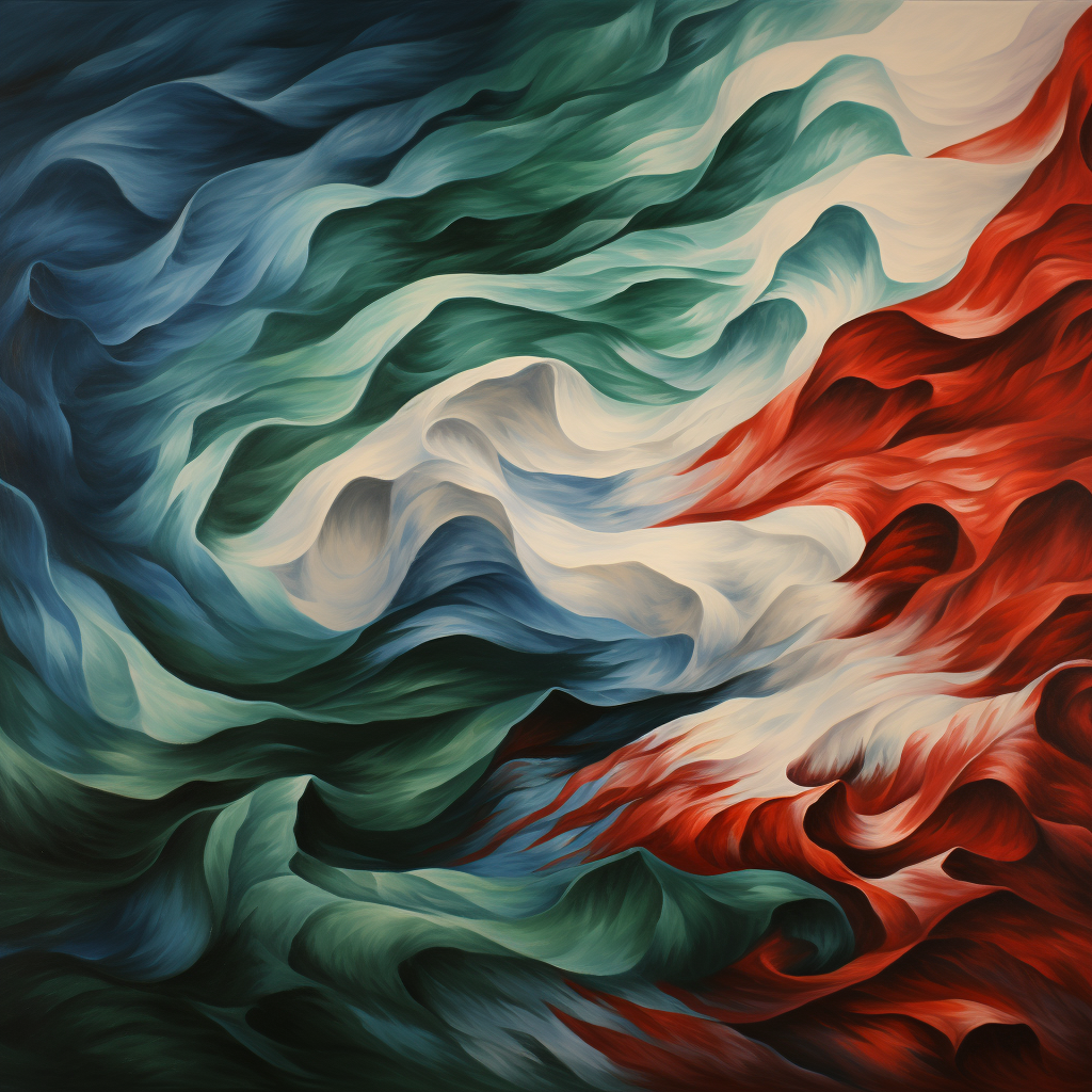 Abstract waving Iranian flag painting