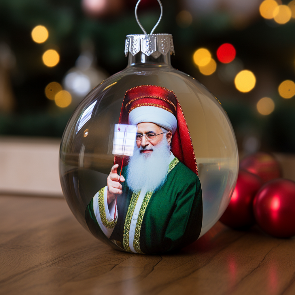 Iranian Supreme Leader Glass Christmas Tree Ornament