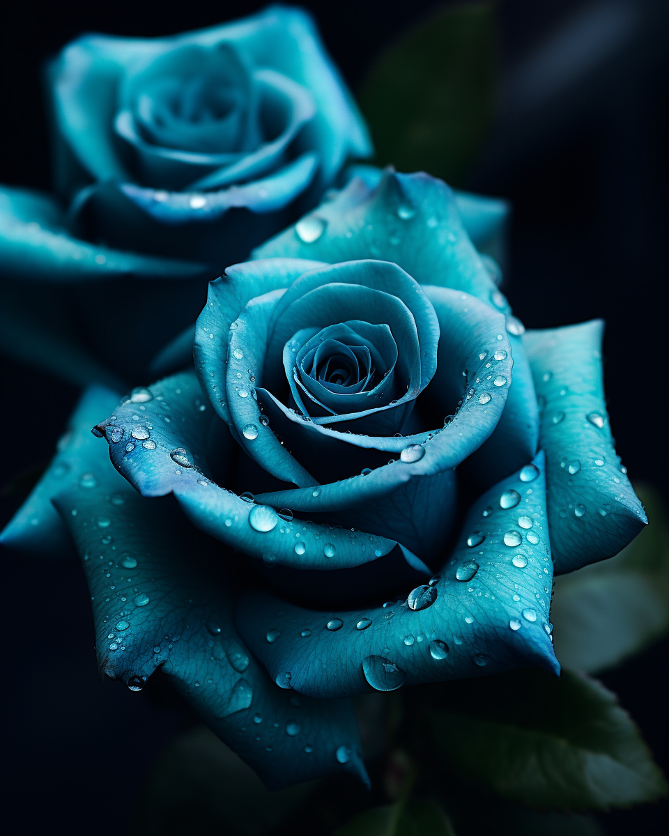 Iridescent blue turquoise roses image