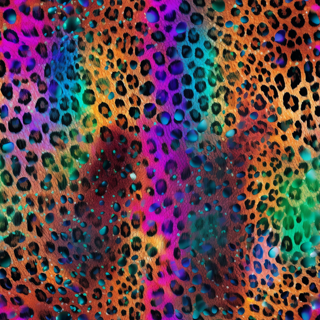 Iridescent leopard pattern with rainbow colors