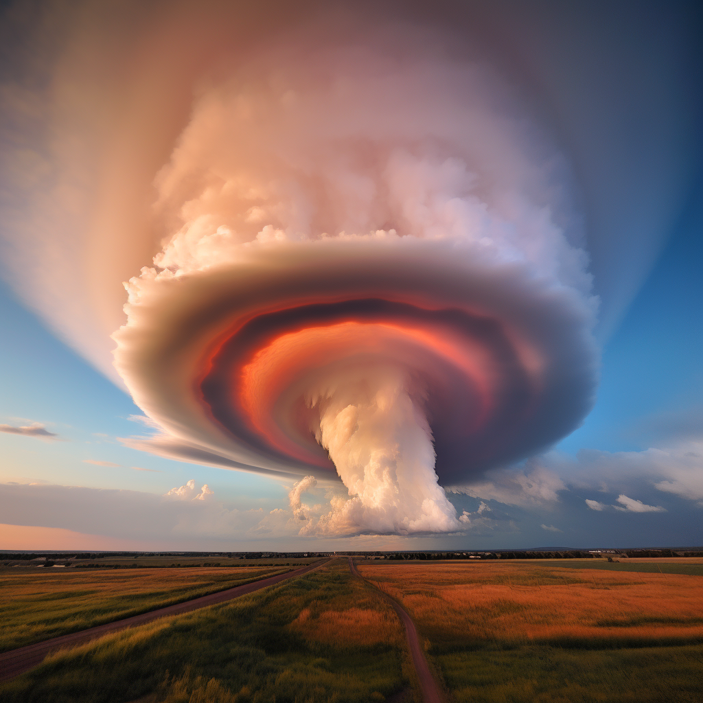 Stunning Mesocyclone with Circular Rainbow Halo