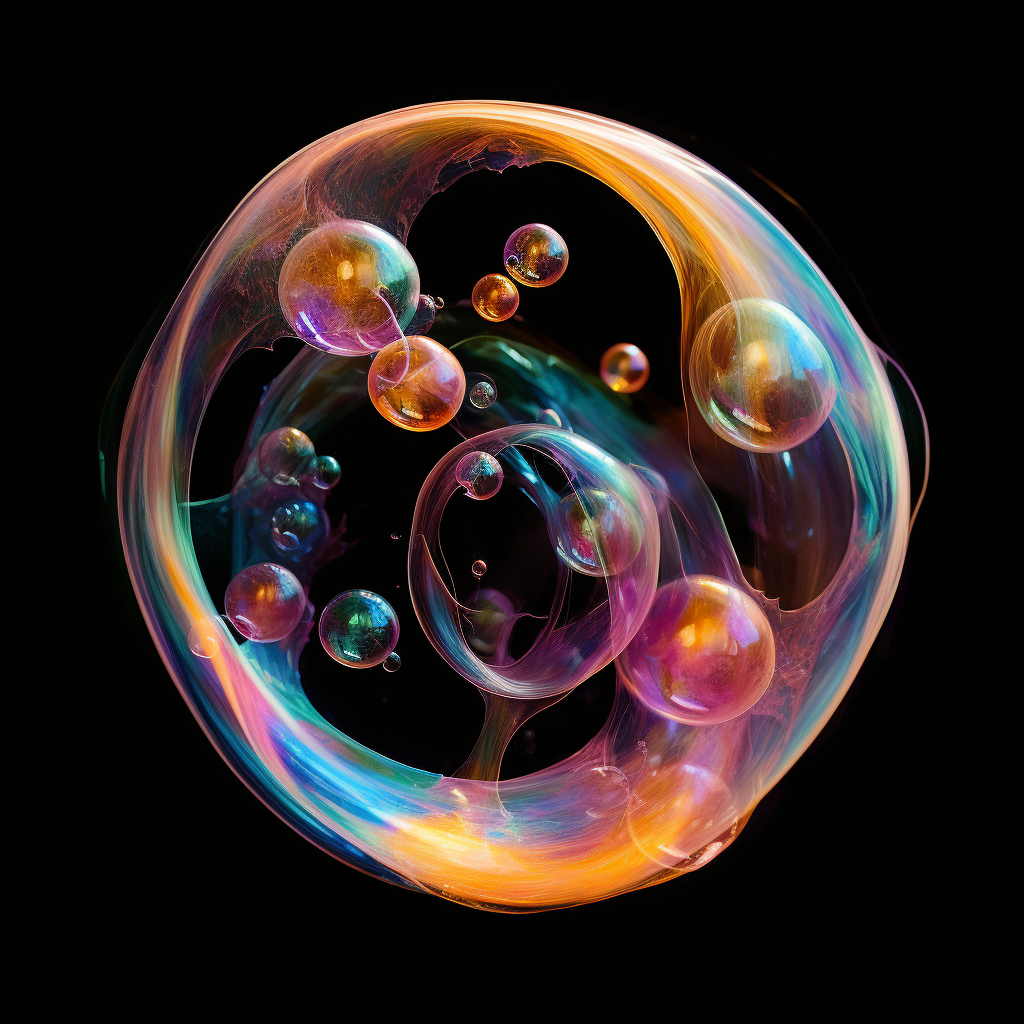 Iridescent Soap Bubble on Black Background