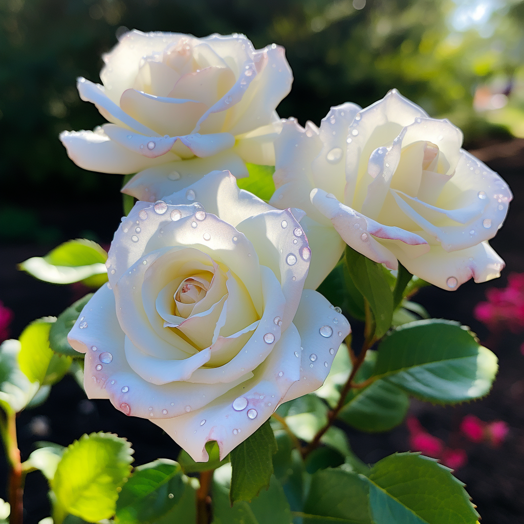 Realistic white rose bush