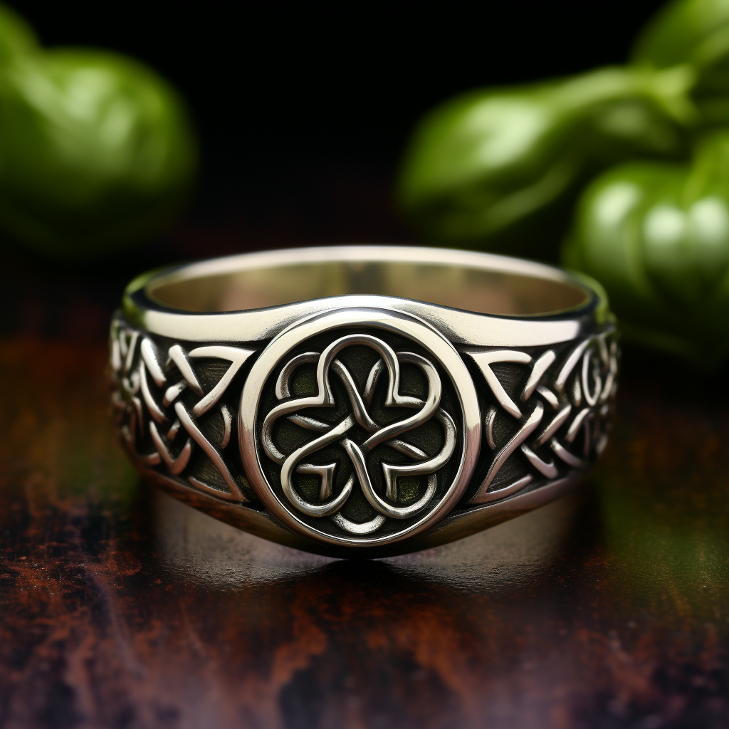 Irish Celtic Knot with Shamrock and Claddach Ring