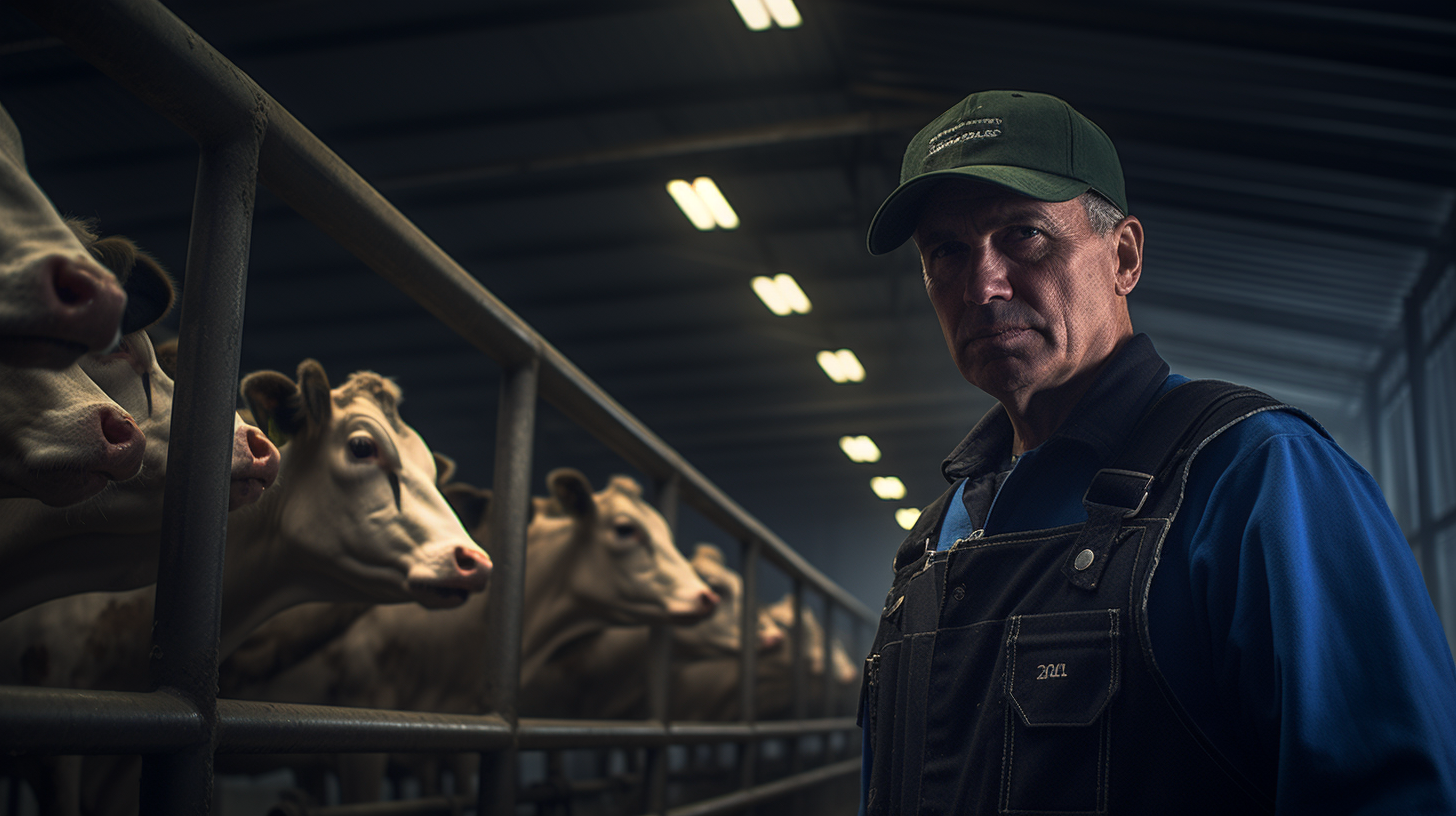 Irish farmer milking Friesian cows in parlour